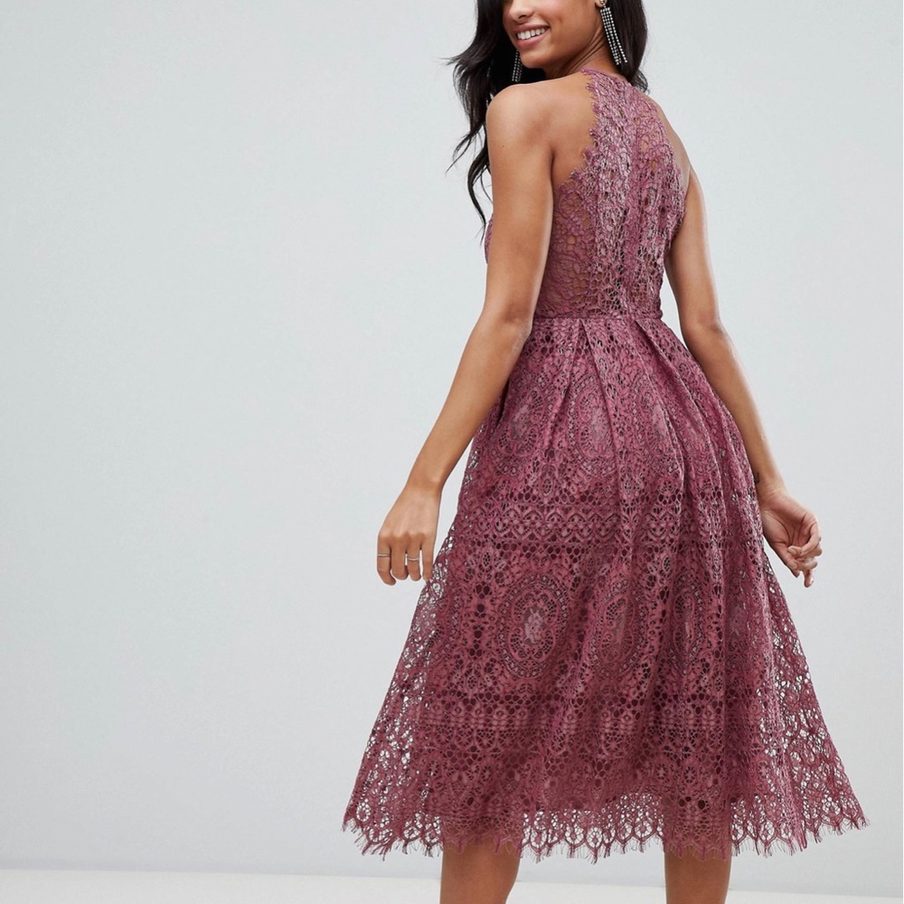 ASOS DESIGN lace pinny scallop edge midi dress - Picture 6 of 12